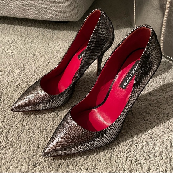 CHARLES JOURDAN claire metallic silver stilettos 8M NWT - Picture 3 of 10